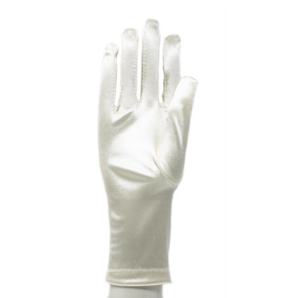 Ivory Satin Stretch Wrist Length Dress Gloves Retro Style - Hey Viv